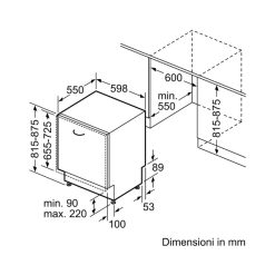 Kích thước lắp máy rửa chén bát Bosch SMV25CX02E