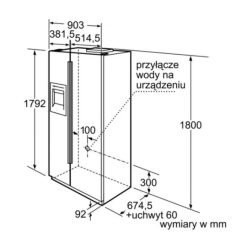 Kích thước tủ lạnh side by side đen Bosch KAN58A75