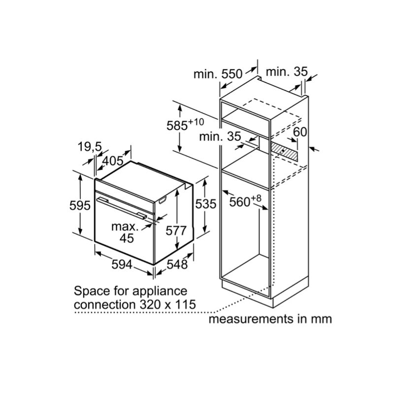 Kích thước Lò nướng Bosch HNG6764S1A Kích thước Lò nướng Bosch HNG6764S1A
