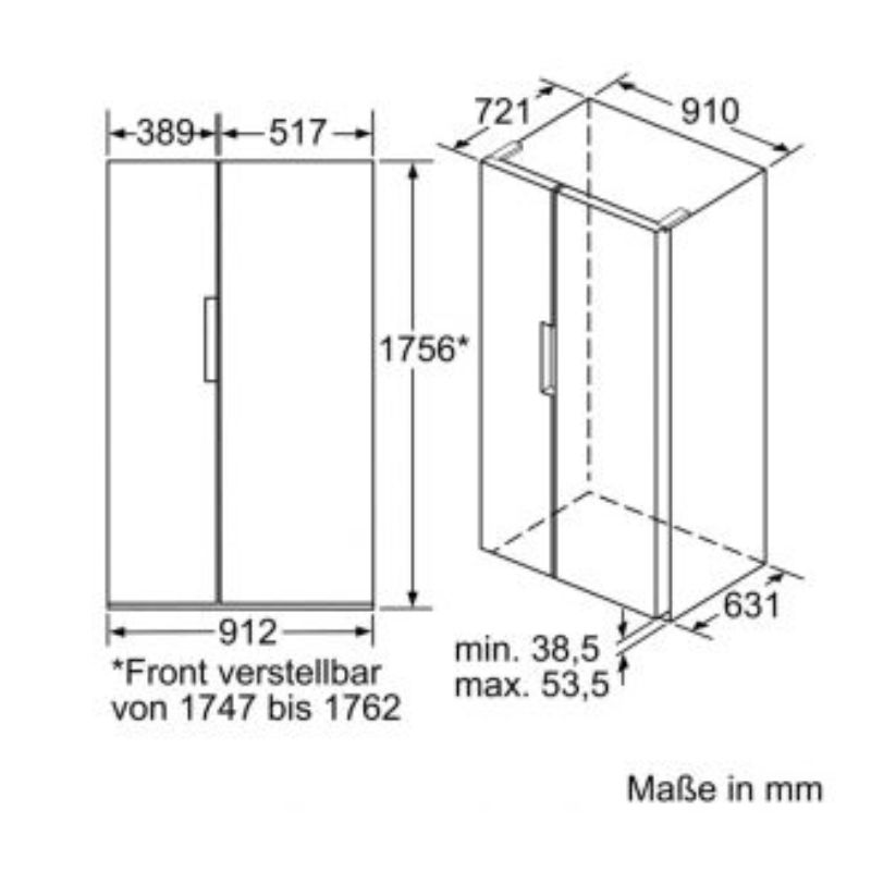 Kích thước tủ lạnh Bosch KAN92VI35 Kích thước tủ lạnh Bosch KAN92VI35