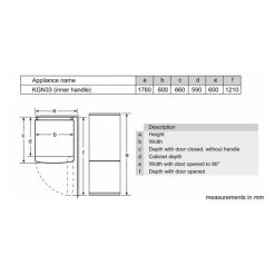 Kích thước tủ lạnh Bosch KGN33NL30O