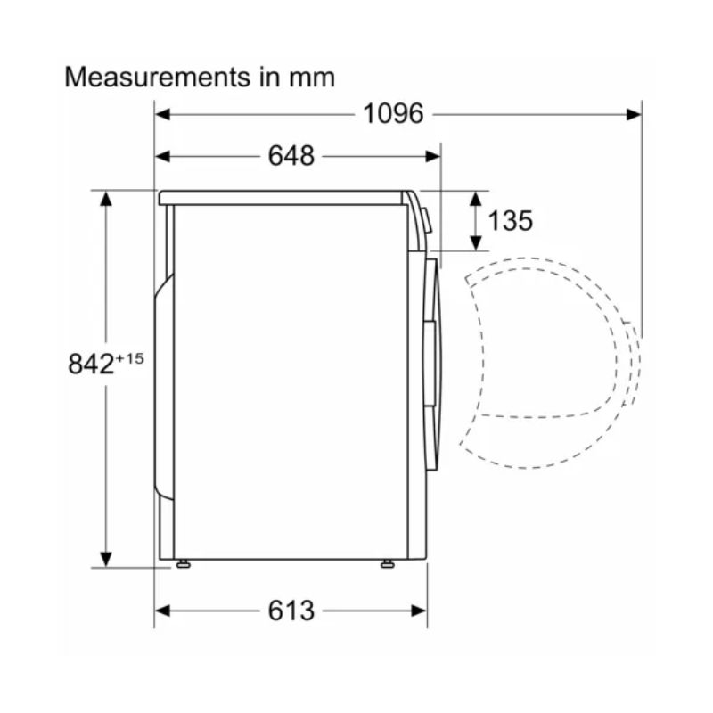 Kích thước máy sấy bơm nhiệt Bosch 9 kg WQG24570SG Kích thước máy sấy bơm nhiệt Bosch 9 kg WQG24570SG