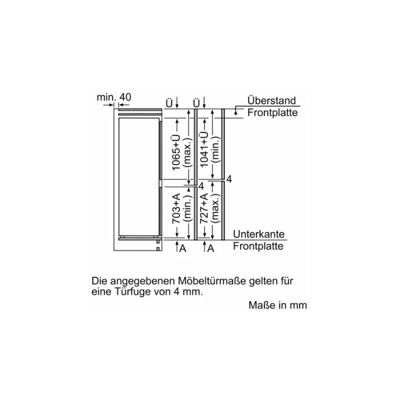 Kích thước tủ lạnh 2 cánh side by side 260 lít Bosch KIN86ADD0 Kích thước tủ lạnh 2 cánh side by side 260 lít Bosch KIN86ADD0